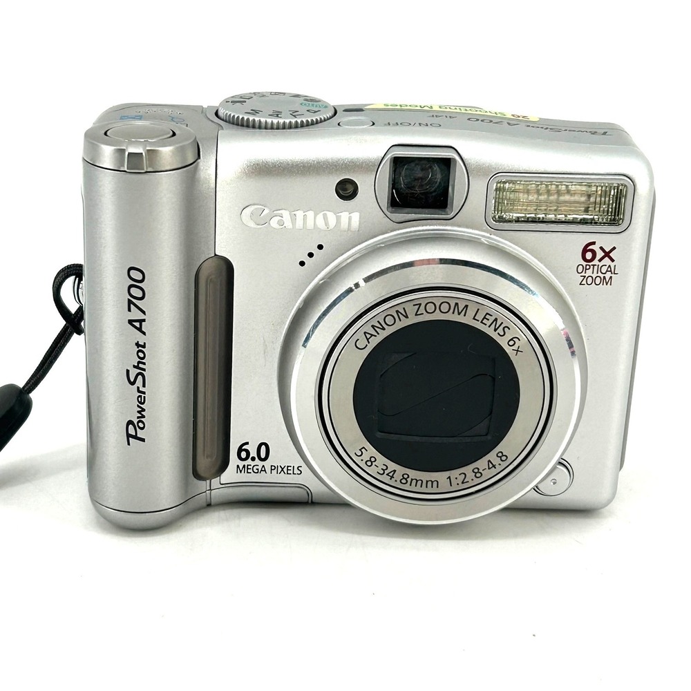 Y2K Canon PowerShot A700 6.0MP Digital Camera 6x Optical Zoom Silver TestedWORKS